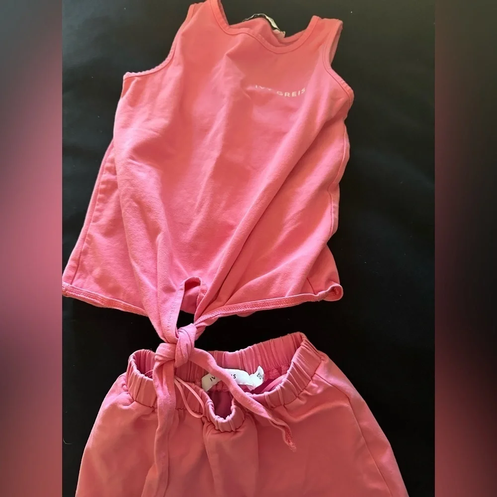 Girls pink top and shorts set in size 4T